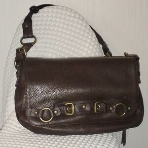 Bandalino Dark Brown Pebble Leather Shoulder Bag